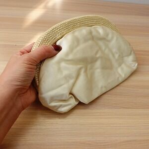 1950s Vintage Clutch Purse Cream White Corde Bead Tile Bridal USA Made LUMURED